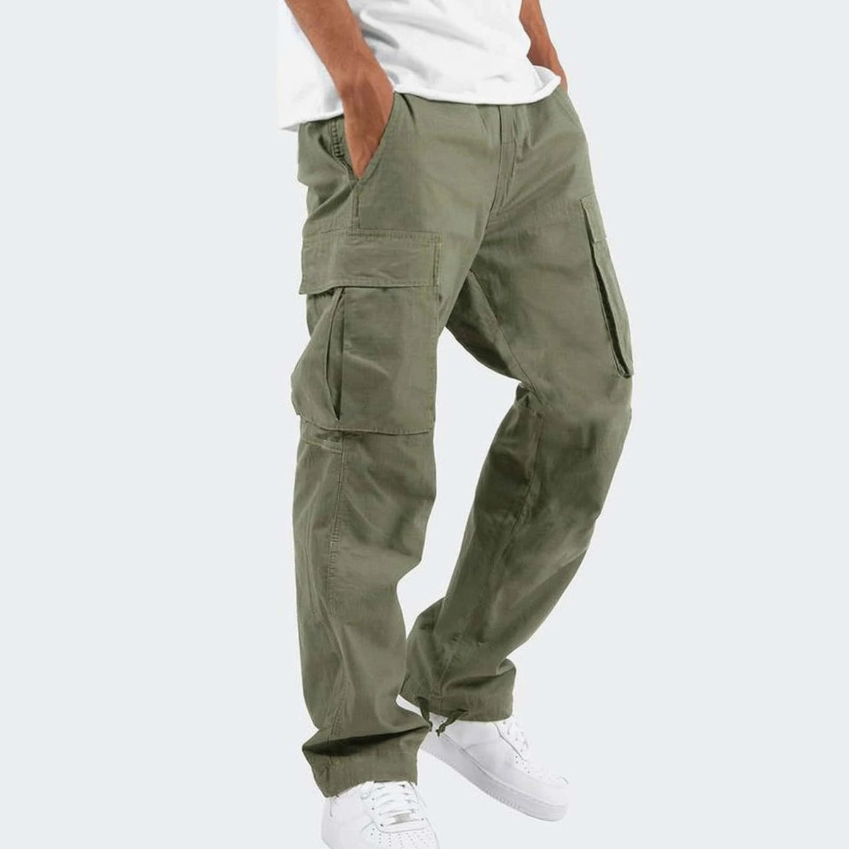 Men's Multi-Pocket Easy-Fit Cargo Pants – Dark Green