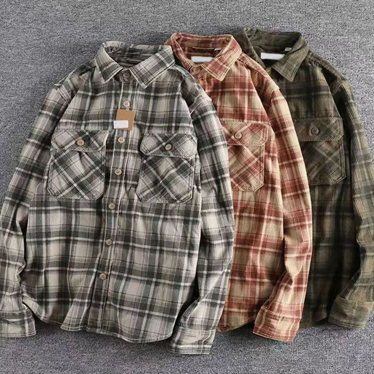 Men's Easy-Fit Plaid Cord Flannel Shirt – view 5