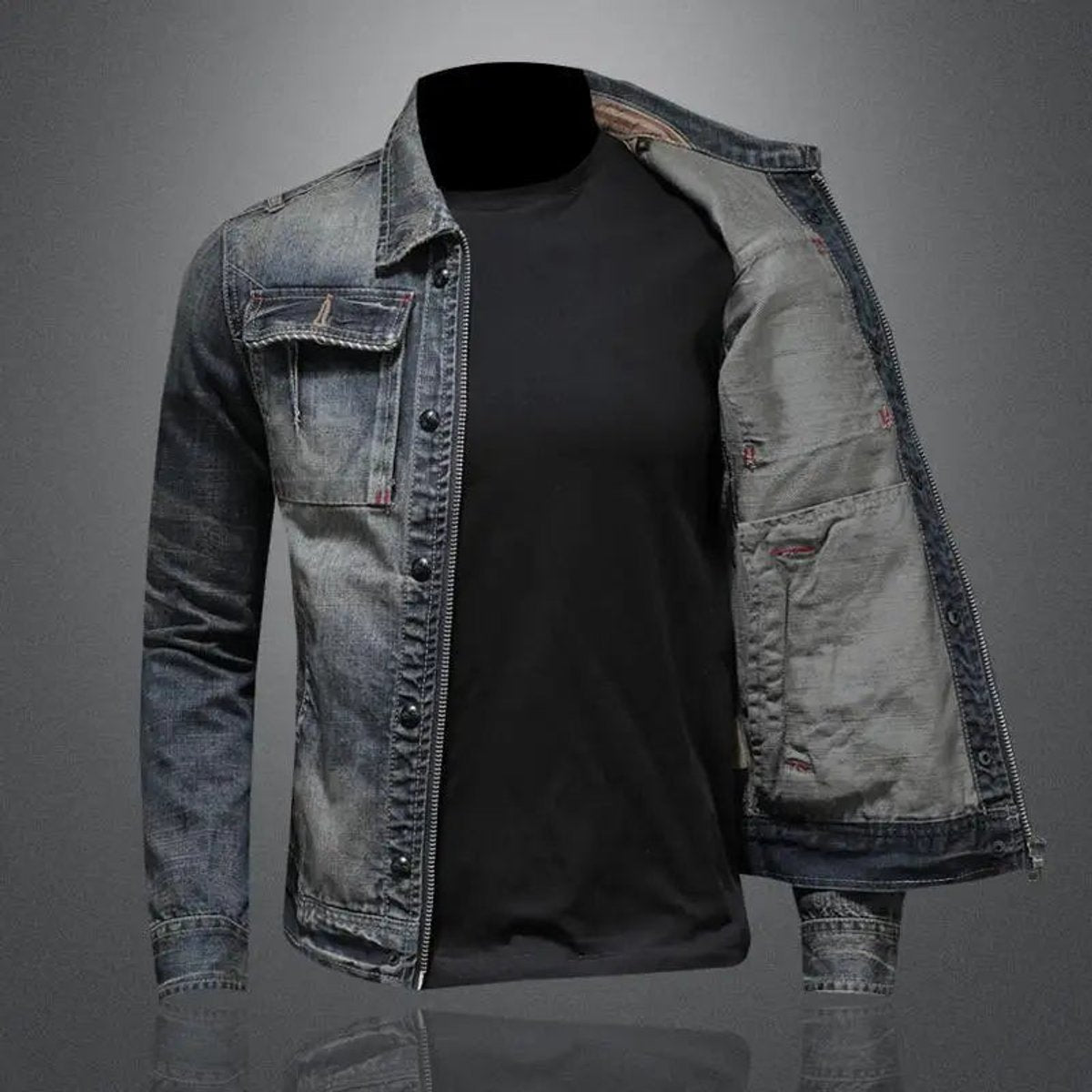 Men's Retro Washed Denim Jacket for Everyday Wear – view 2