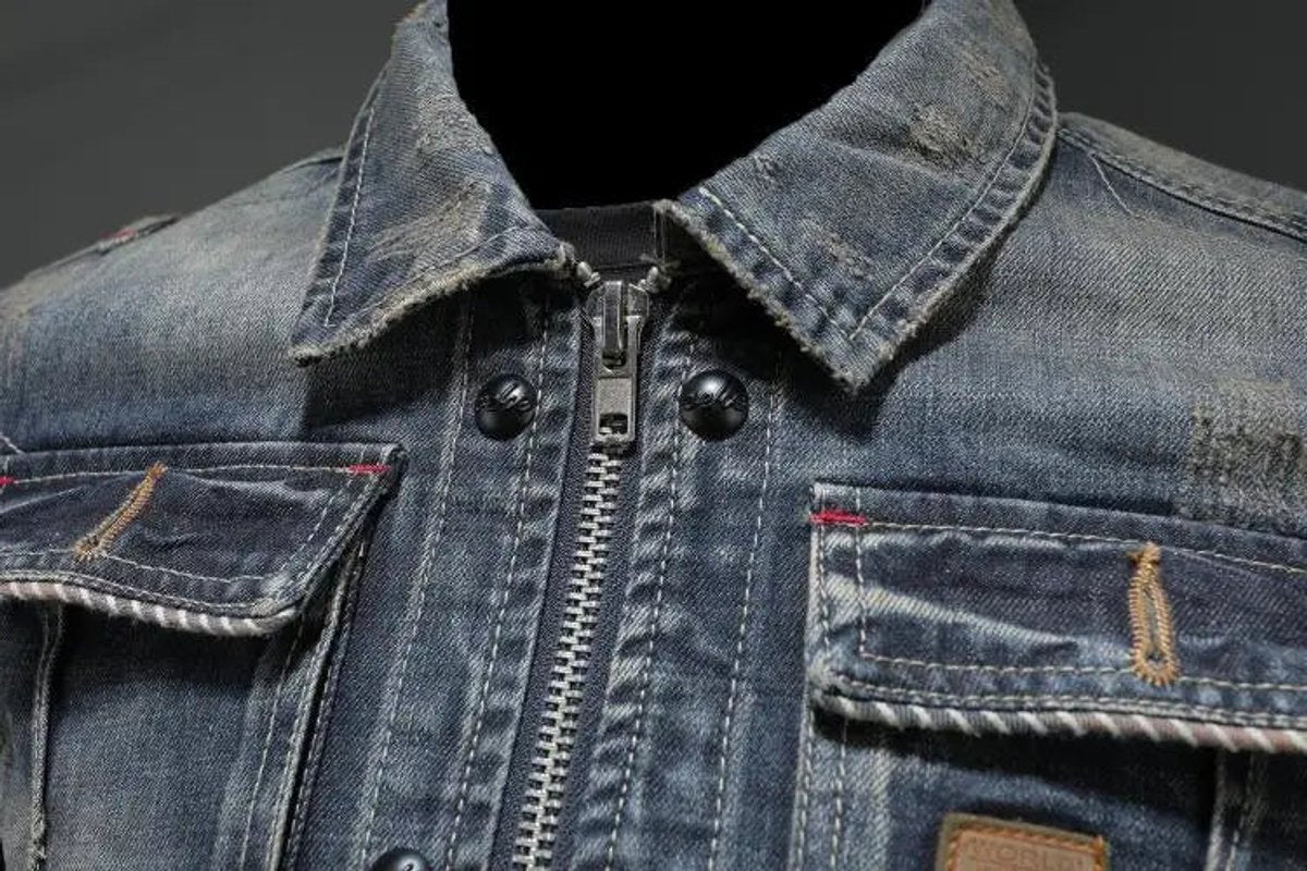 Men's Retro Washed Denim Jacket for Everyday Wear – view 5