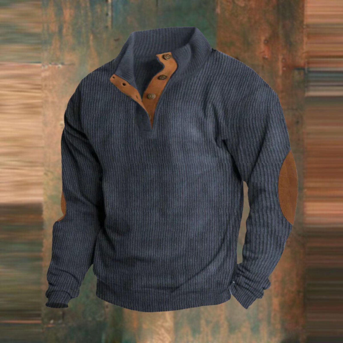 Men's Rib-Knit Henley Pullover – Navy Blue