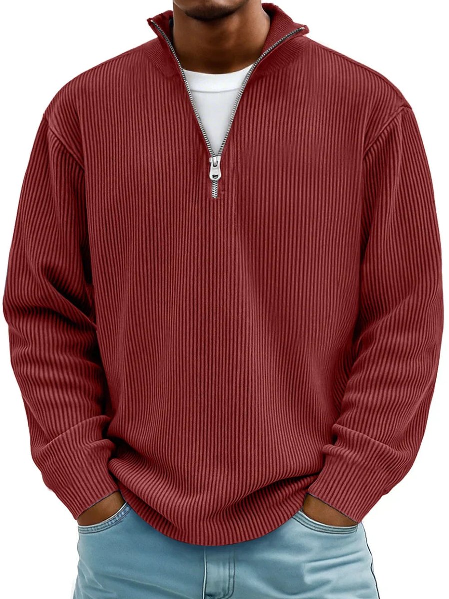 Men's Rib-Knit Quarter-Zip Knit Pullover – view 1