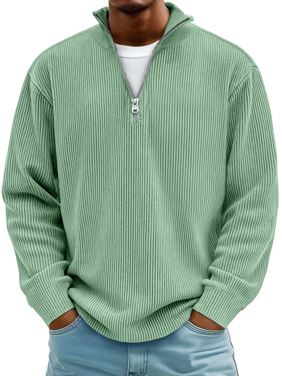 Men's Rib-Knit Quarter-Zip Knit Pullover – Green