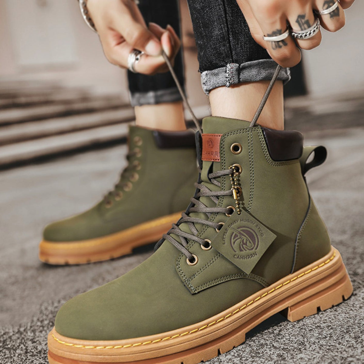 Men's Rugged Tie-Front Hiking Boots – view 4