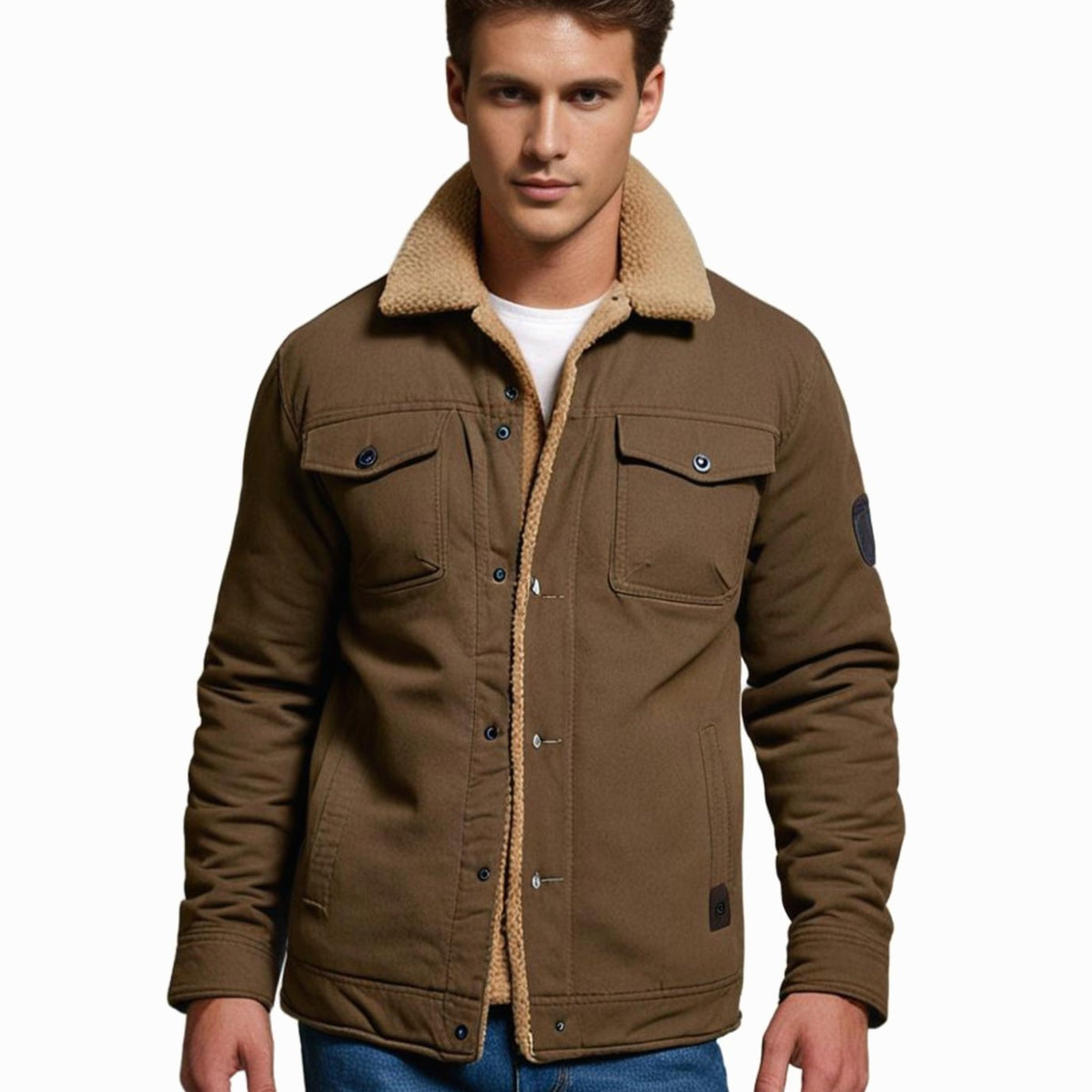 Men's Sherpa-Backed Fleece Snap-Front Cold-Weather Jacket – view 9
