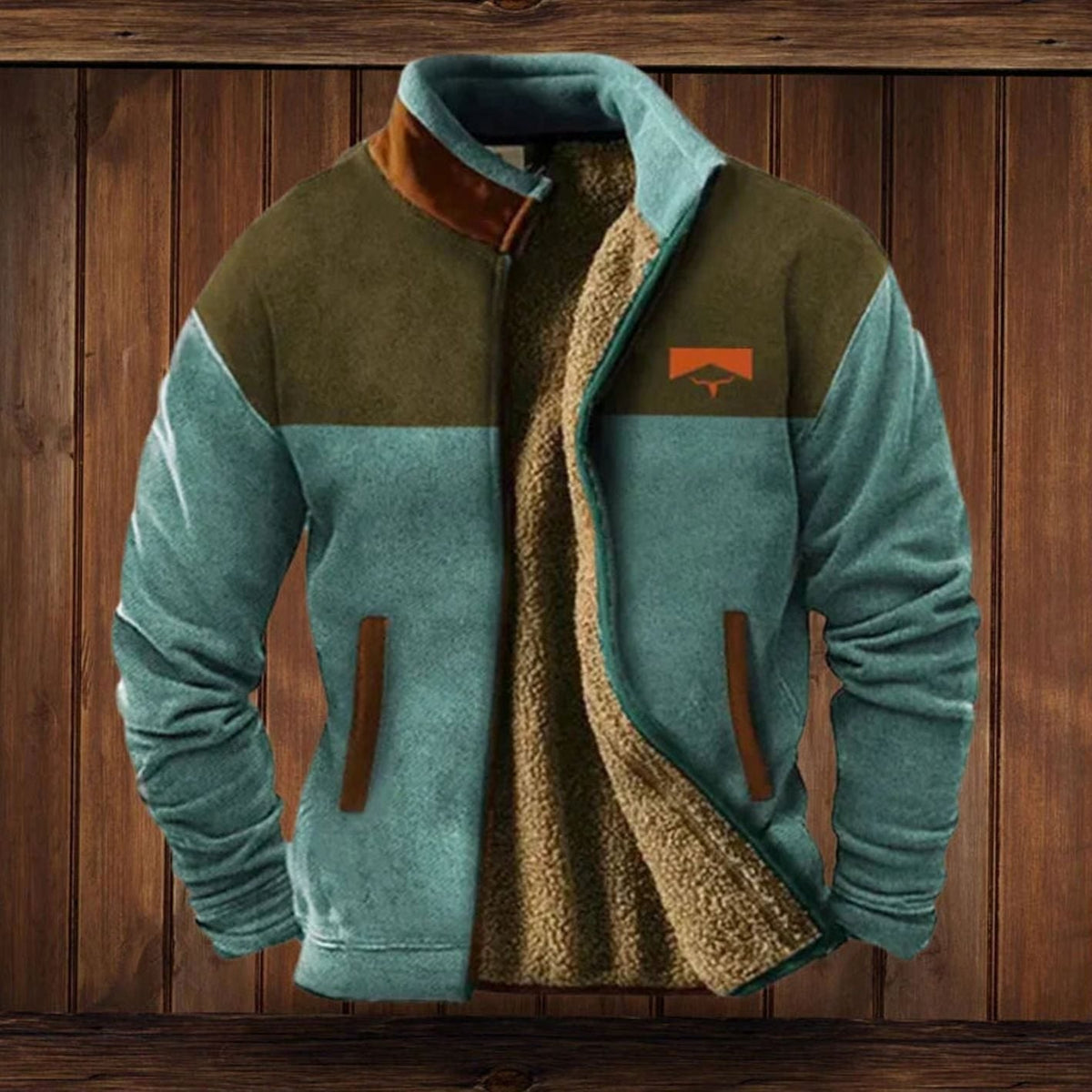 Men's Sherpa-Backed Print-Sleeve Full-Zip Cold-Weather Coat – view 7