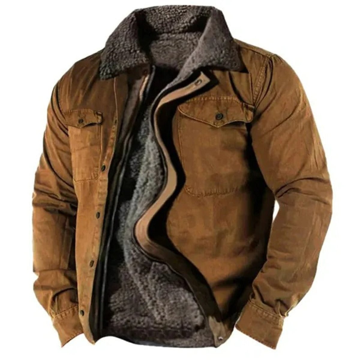 Men's Sherpa-Backed Western Cardigan Jacket – Brown