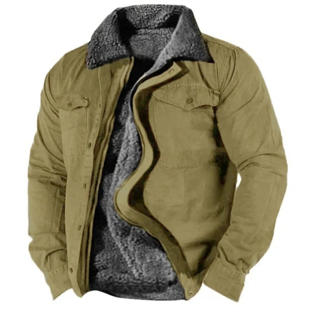Men's Sherpa-Backed Western Cardigan Jacket – Green