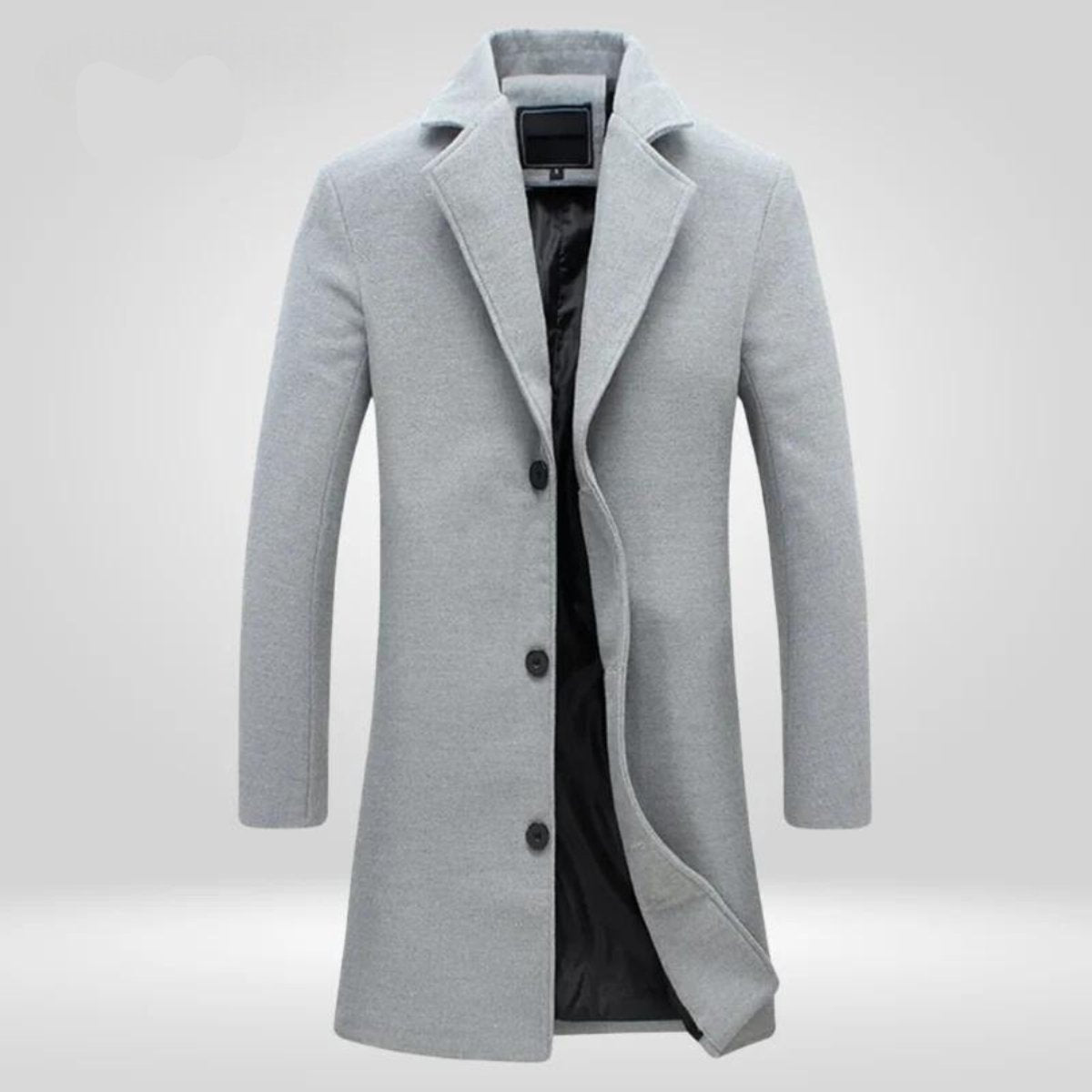 Men's Single-Breast Wool Overcoat – Gray