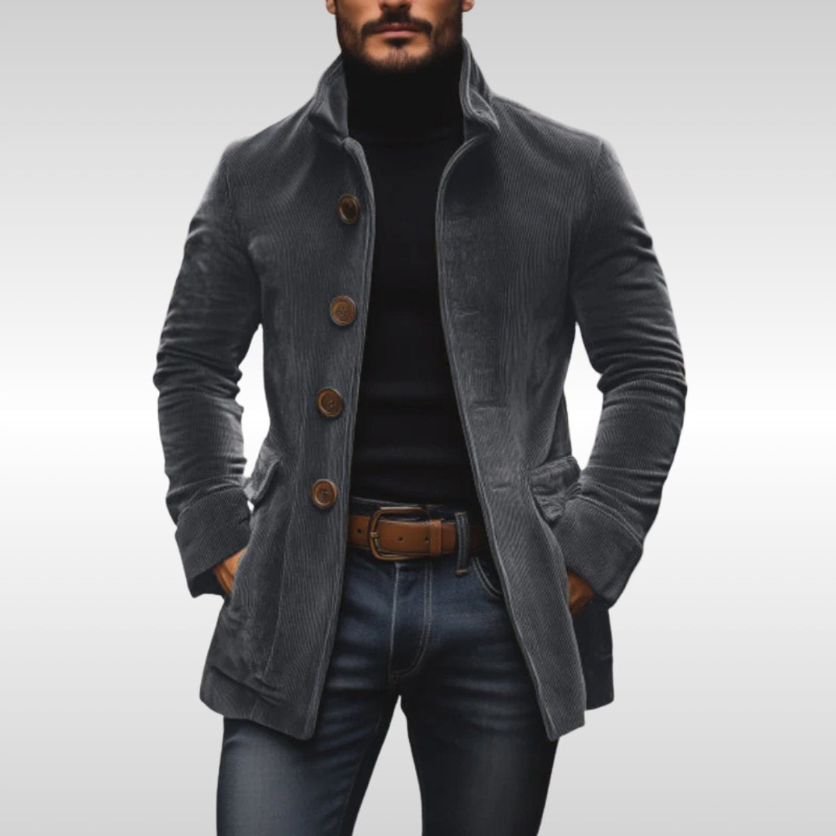 Men's Cord Wool Coat – Gray