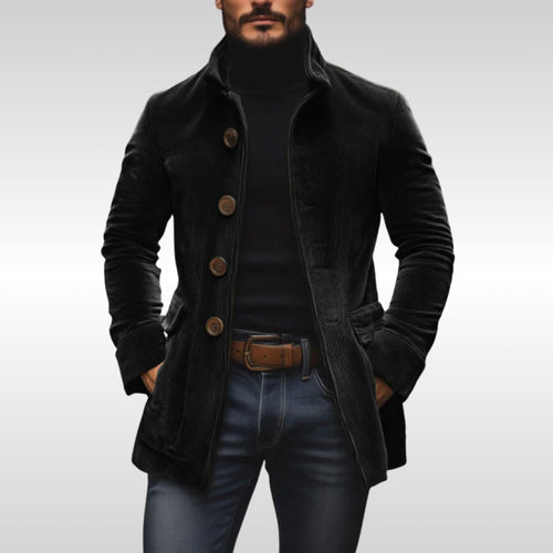 Men's Cord Wool Coat – Black