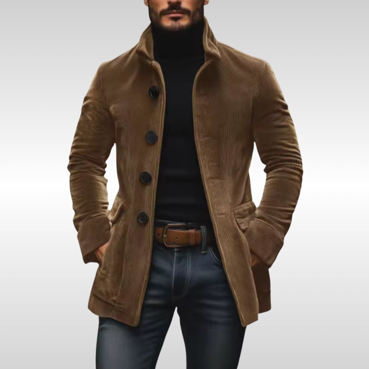 Men's Cord Wool Coat – Light Brown