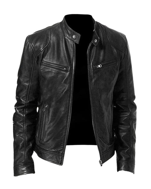Men's Padded Leather Moto Jacket – view 1
