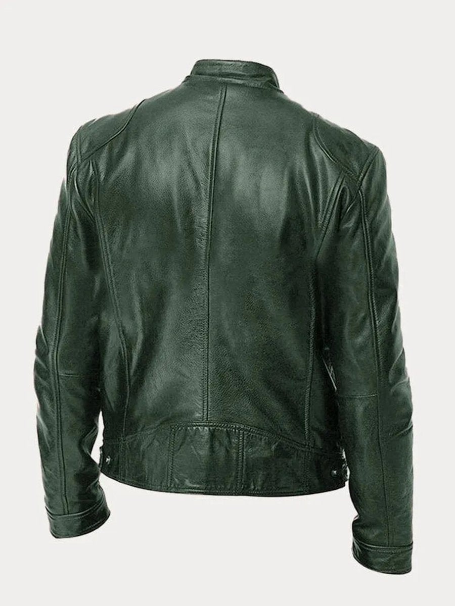 Men's Padded Leather Moto Jacket – view 9