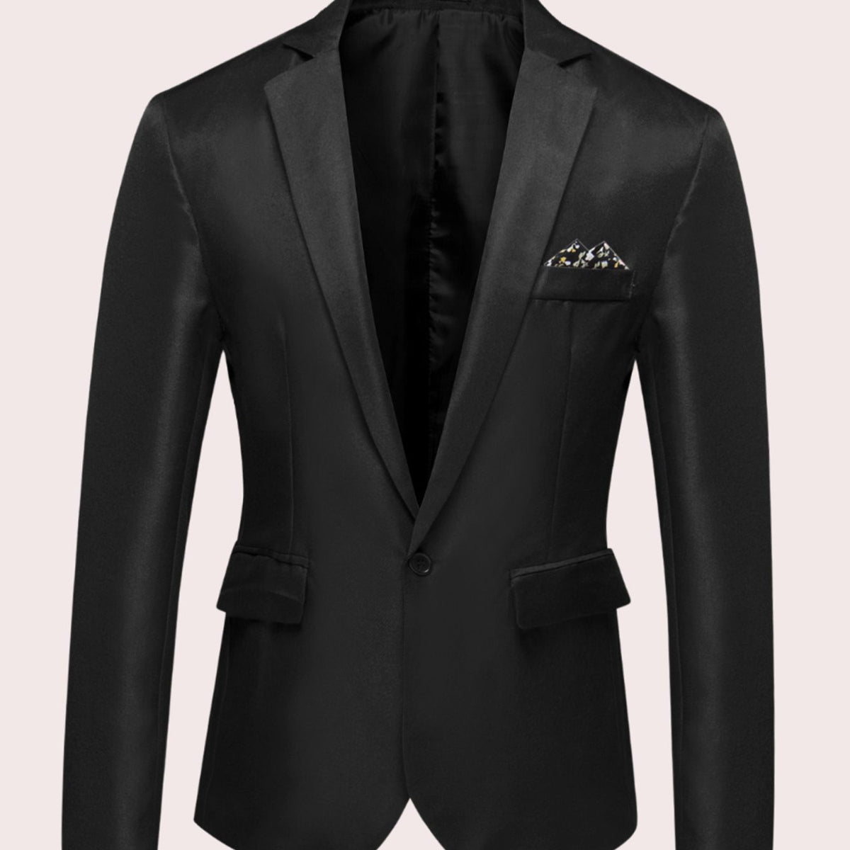 Men's Slim-Cut Fit Single Button Business Blazer – Black