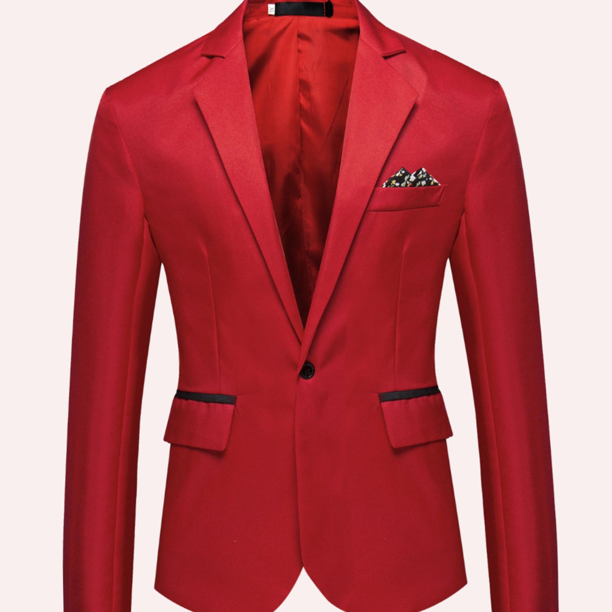 Men's Slim-Cut Fit Single Button Business Blazer – Red