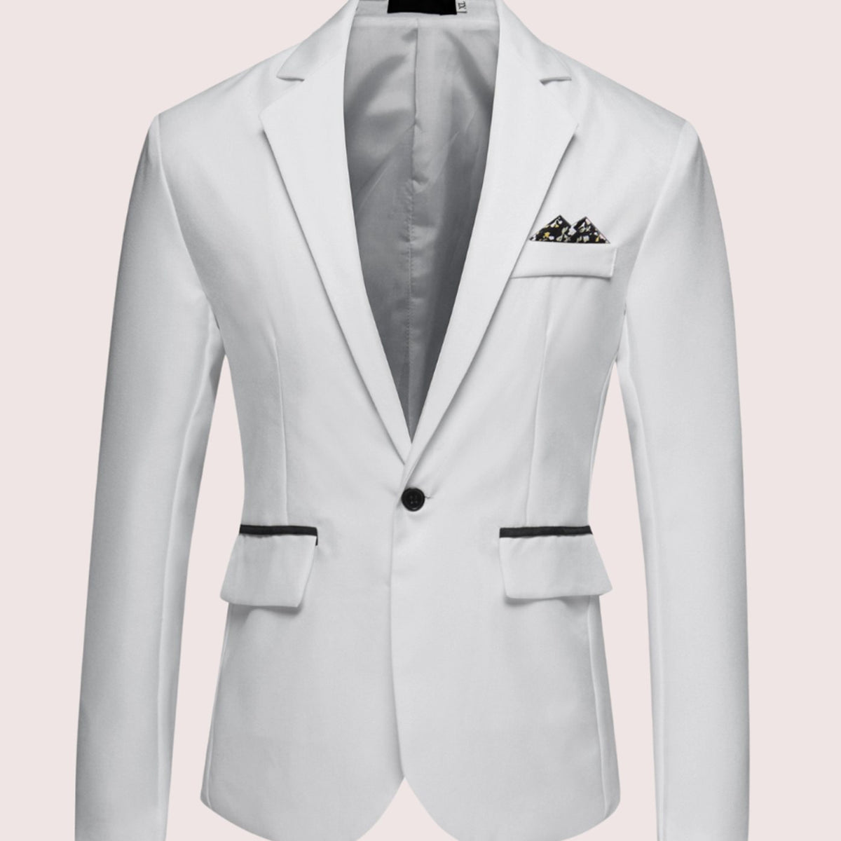 Men's Slim-Cut Fit Single Button Business Blazer – White