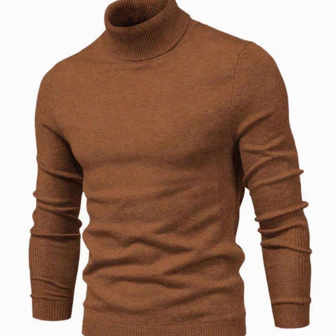 Men's Slim-Cut Rib-Knit Roll-Neck Knit Pullover – view 8