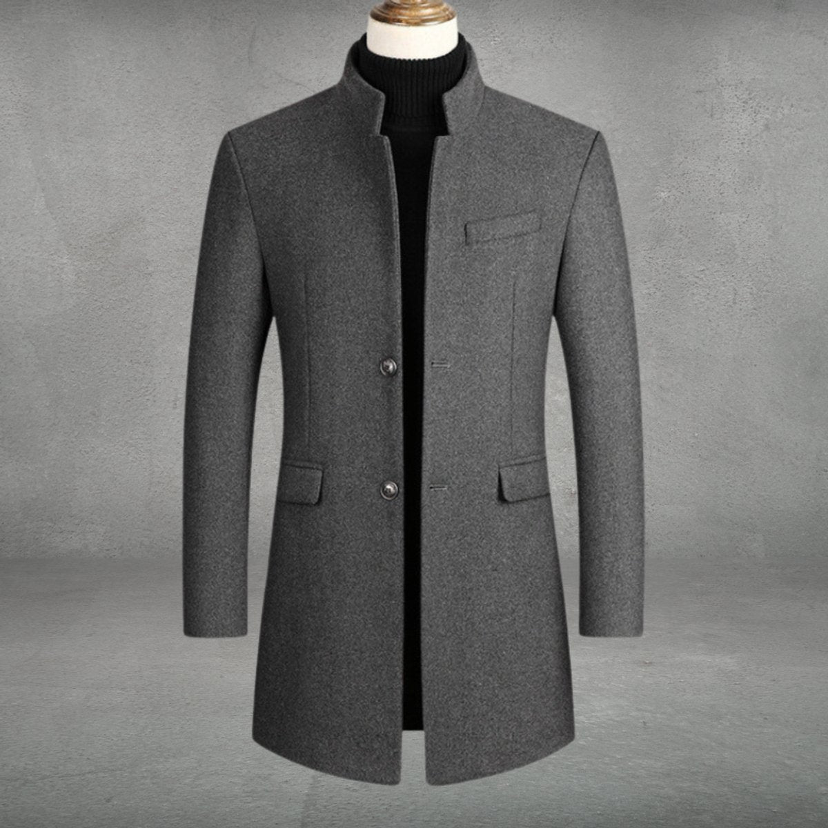 Men's Slim-Cut Wool Blend Overcoat – Gray