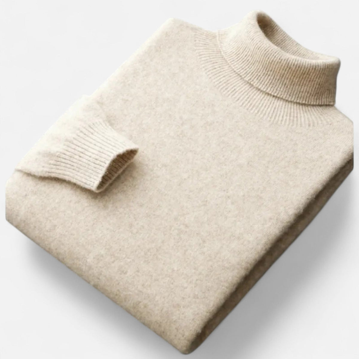 Men's Plush Knit High-Lapel Sweater – Beige