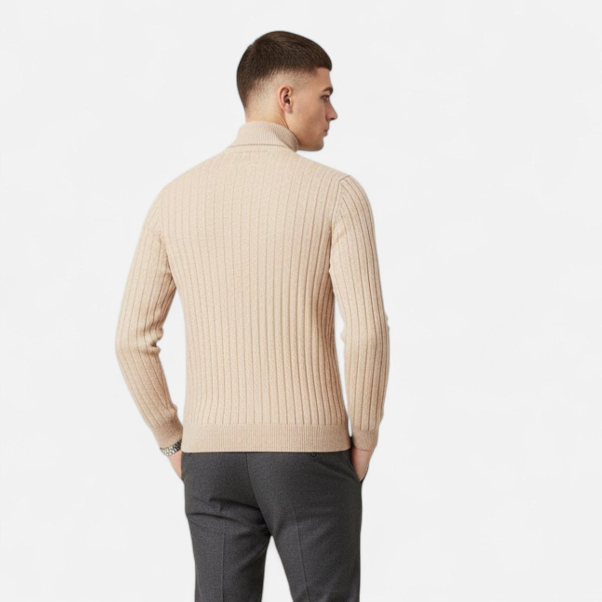 Men's Plush Knit High-Lapel Sweater – view 3