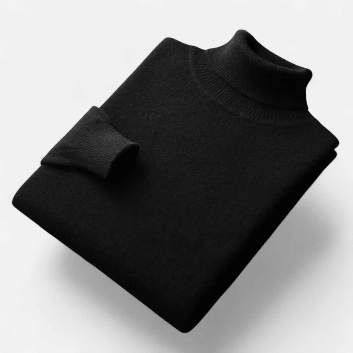 Men's Plush Knit High-Lapel Sweater – Black