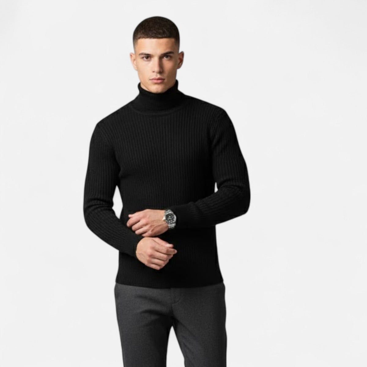 Men's Plush Knit High-Lapel Sweater – view 5