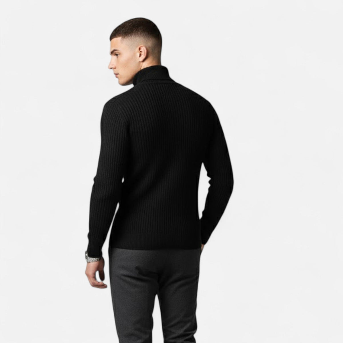 Men's Plush Knit High-Lapel Sweater – view 6