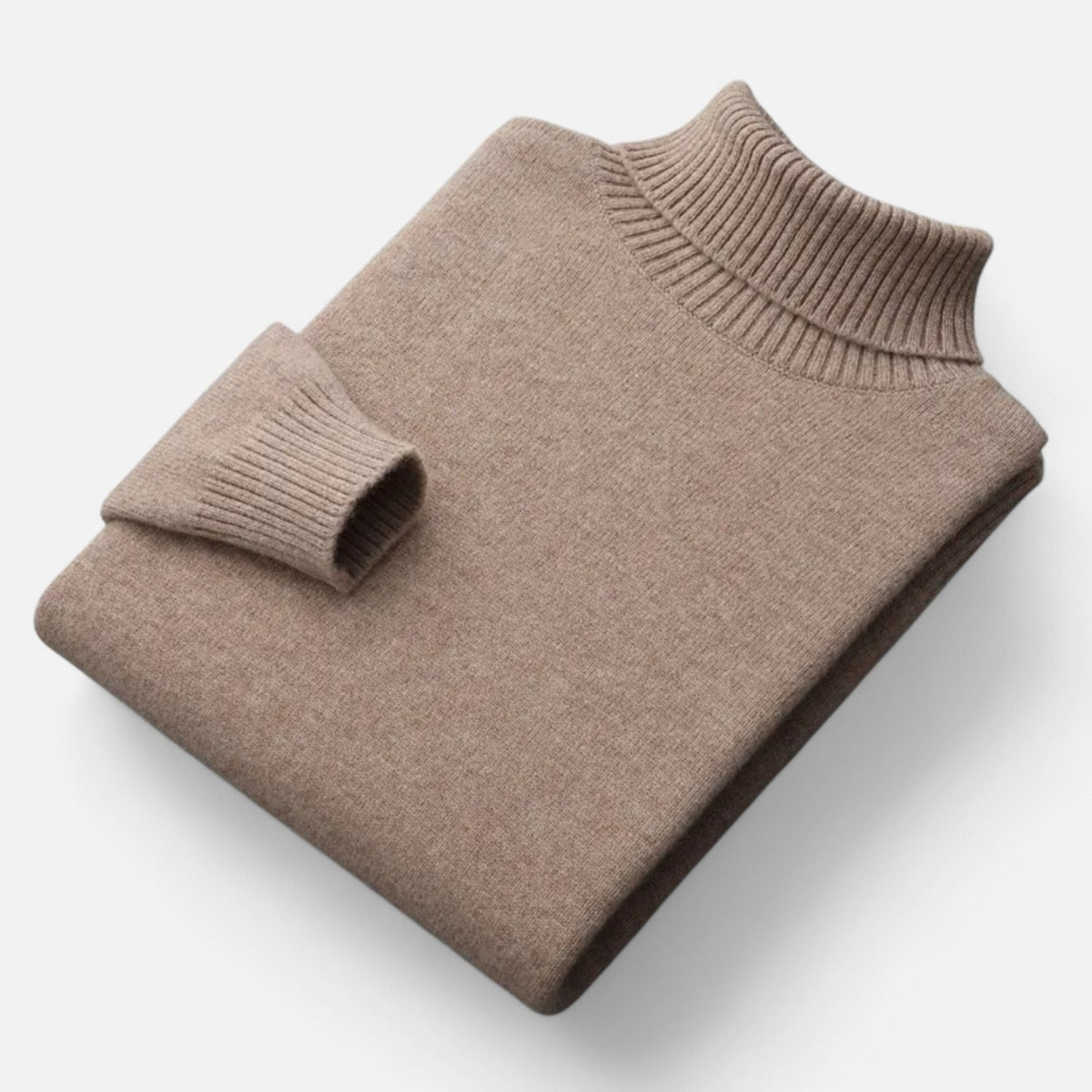 Men's Plush Knit High-Lapel Sweater – Camel