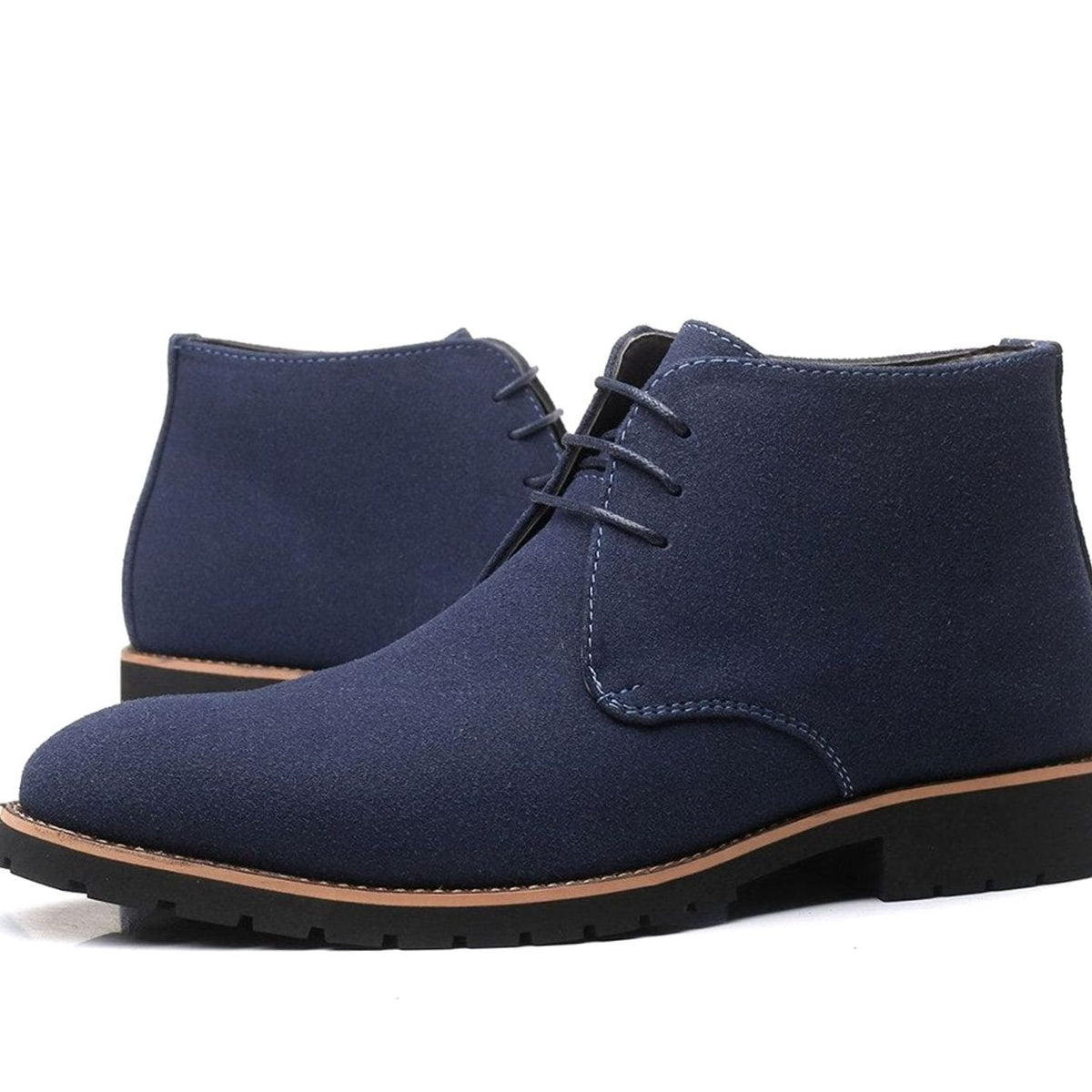 Men's Suede-Finish Chukka Tie-Front Boots – Blue
