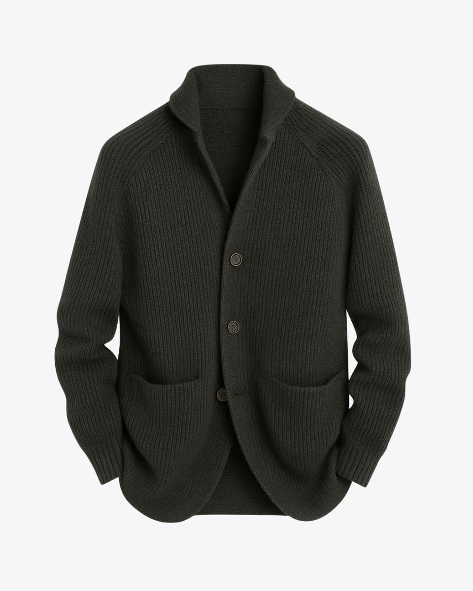 Men's Fitted Rib-Knit Button-Front Knit Cardigan – view 1