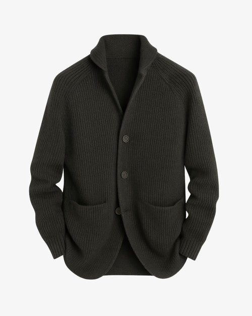 Men's Fitted Rib-Knit Button-Front Knit Cardigan – view 1