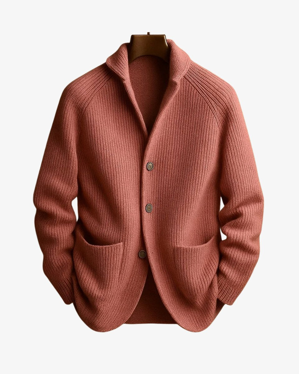 Men's Fitted Rib-Knit Button-Front Knit Cardigan – view 7