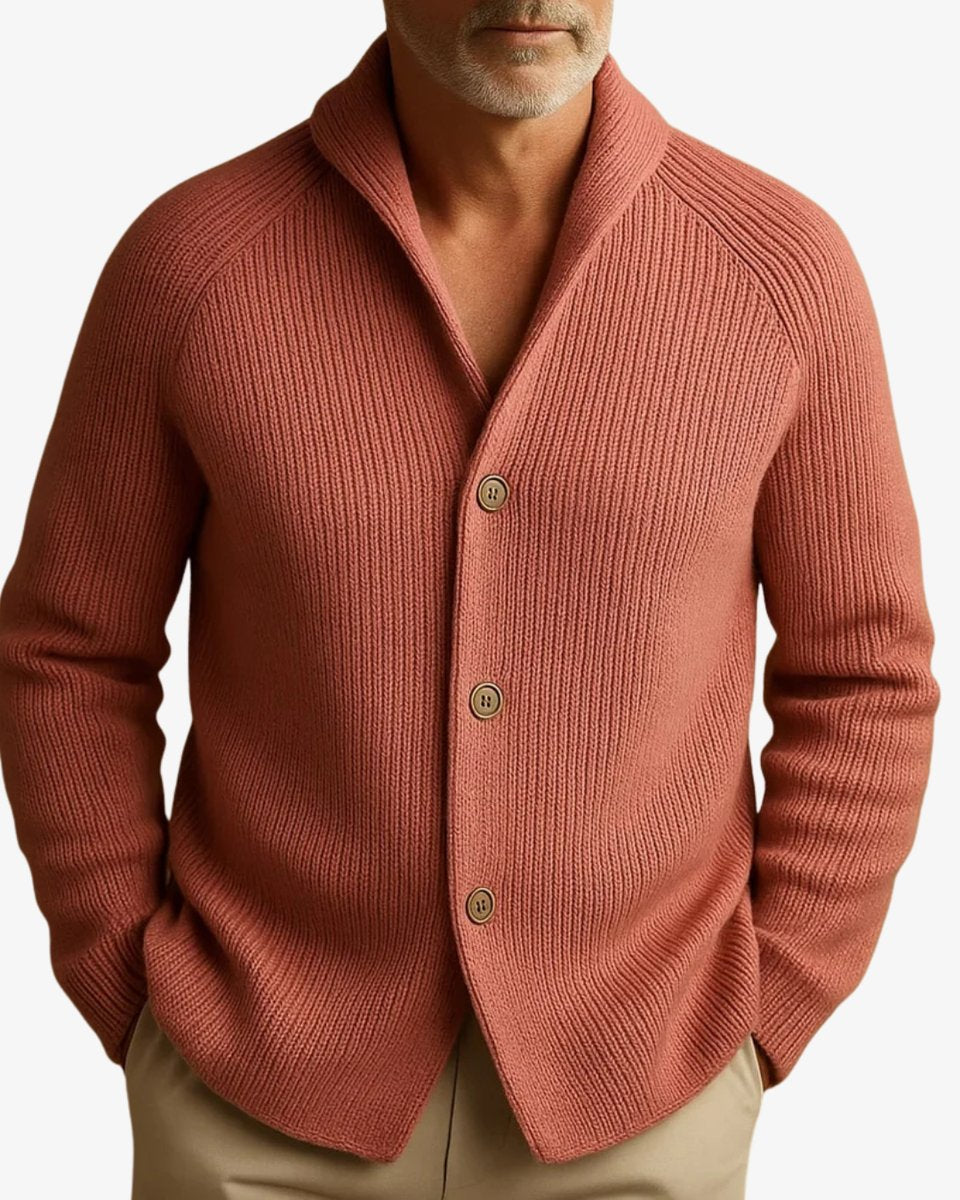 Men's Fitted Rib-Knit Button-Front Knit Cardigan – view 8