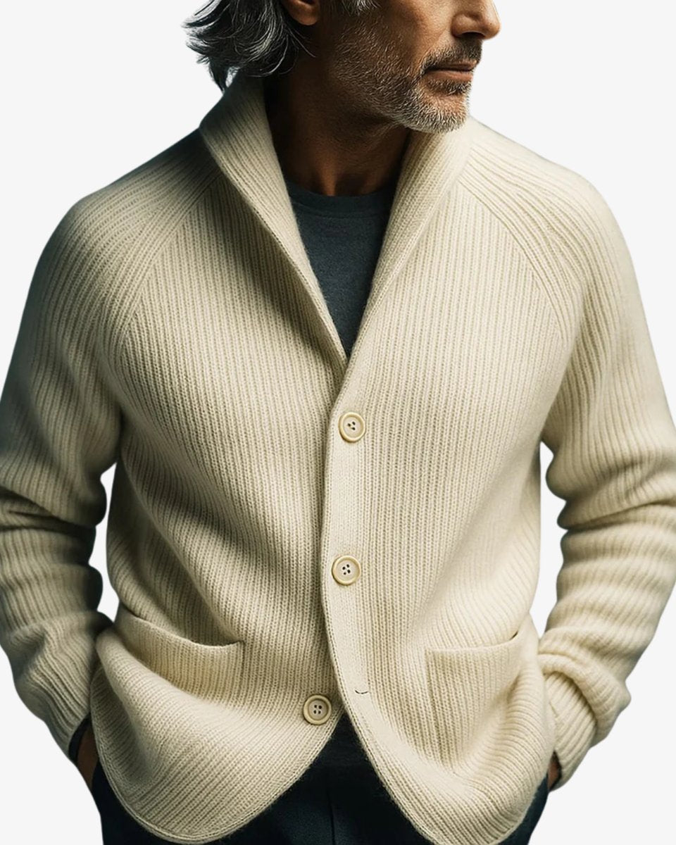 Men's Fitted Rib-Knit Button-Front Knit Cardigan – view 9