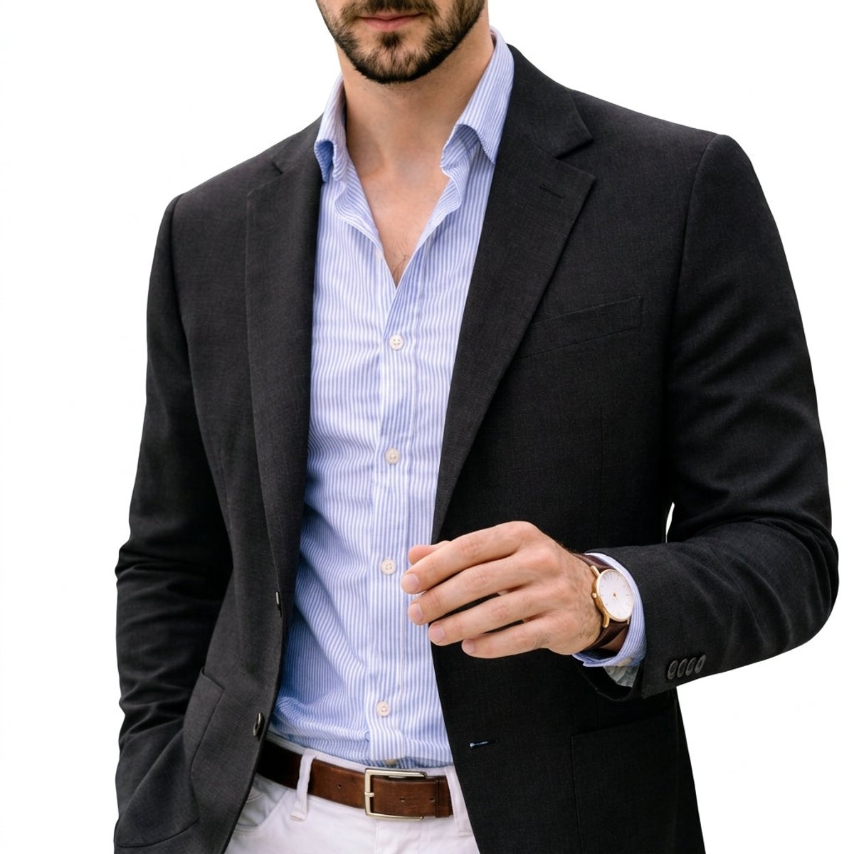 Men's Fitted Knit Notch Lapel Blazer – view 7