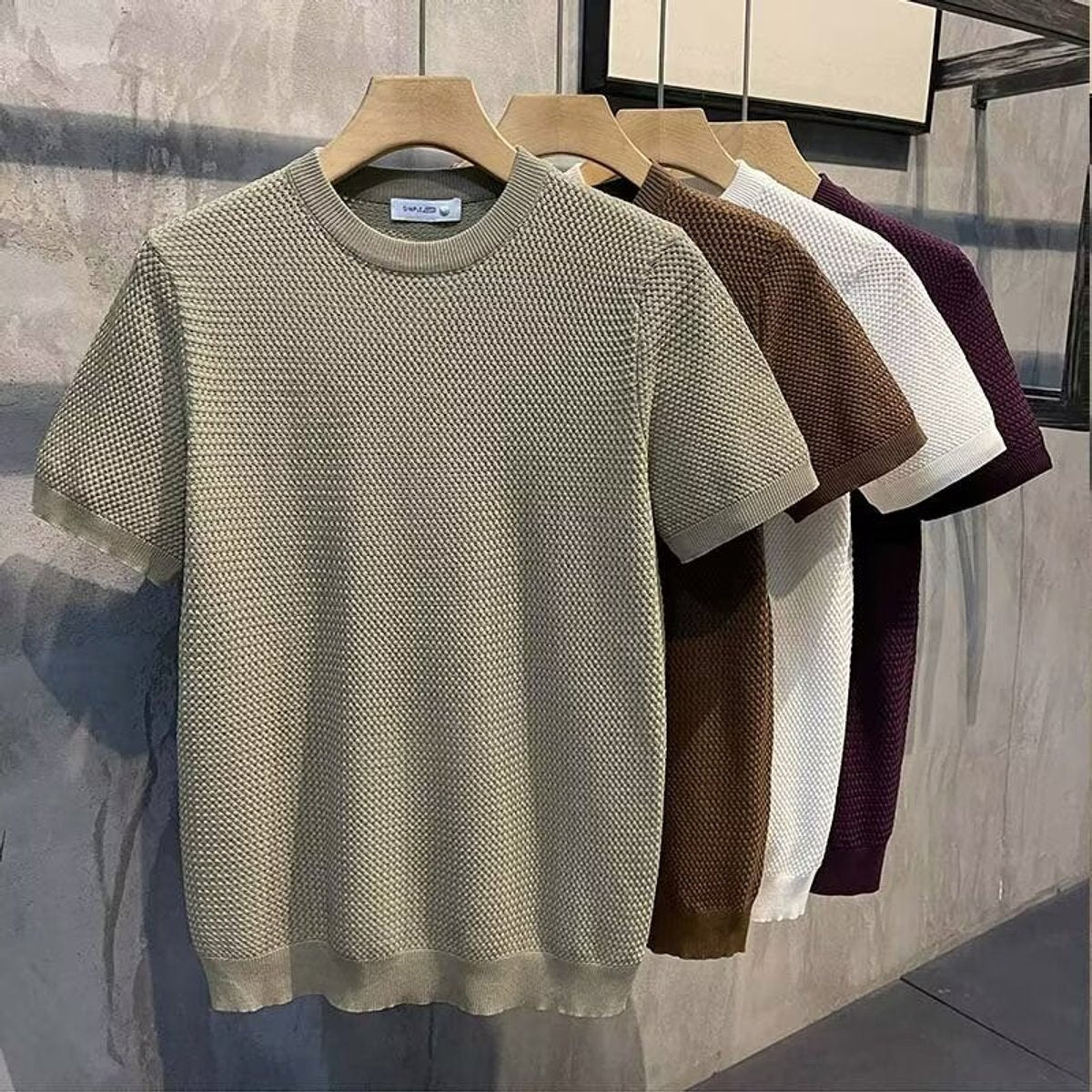 Men's Textured Knit Crew-Neck Sweater Relaxed-Fit – Green