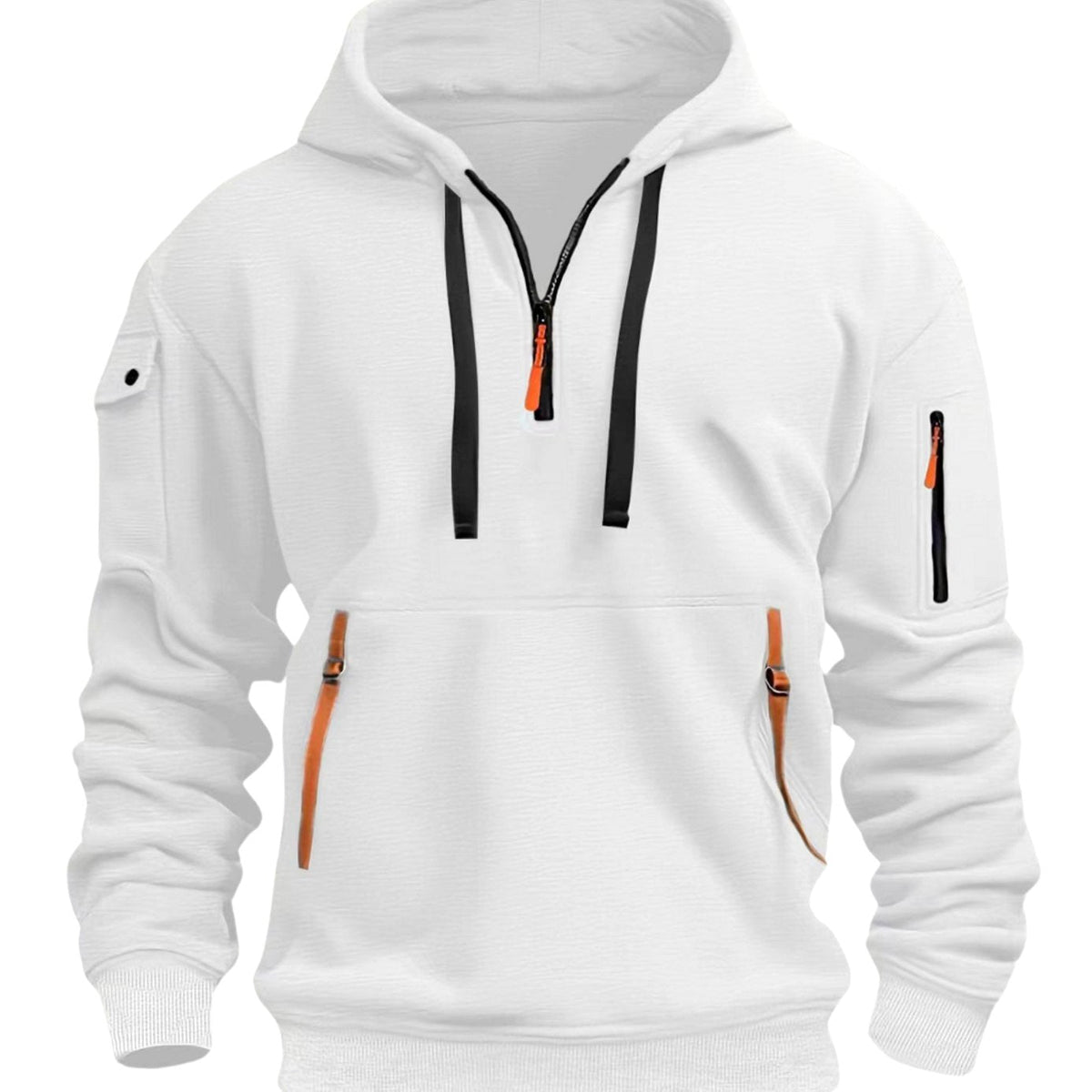 Men's Utility Pocketed Quarter-Zip Hood-Detail Knit Sweater – view 7