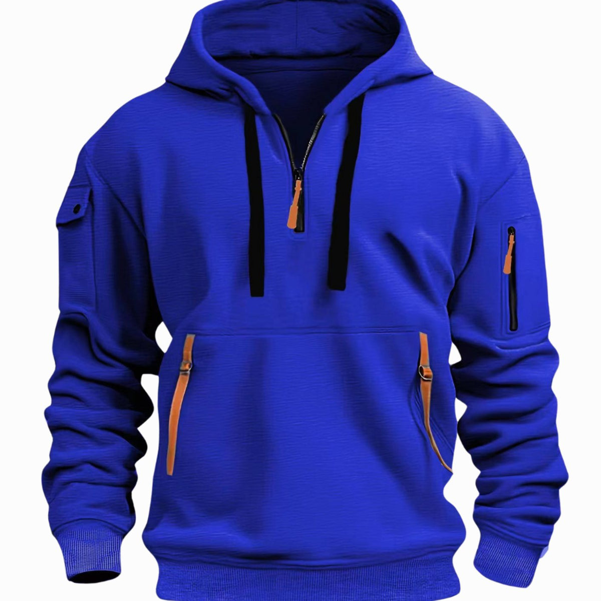 Men's Utility Pocketed Quarter-Zip Hood-Detail Knit Sweater – view 8