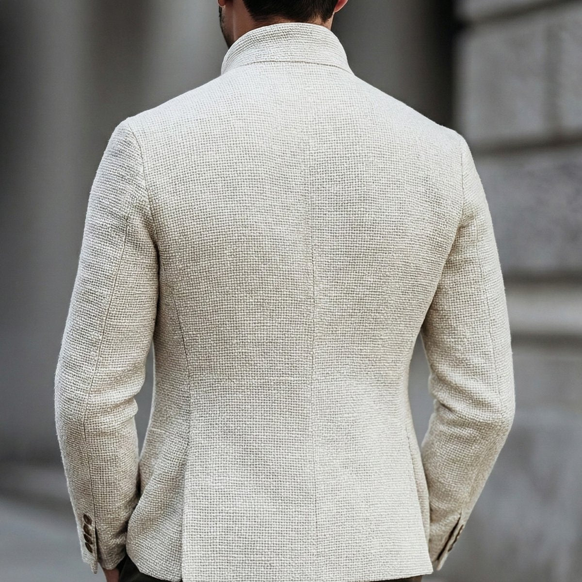 Men's Textured Stand Collar Single-Breast Knit Cardigan for Winter – view 4