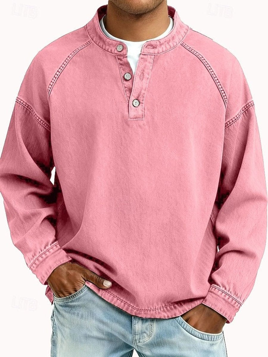 Men's Retro Washed Henley Knit Sweater – view 9