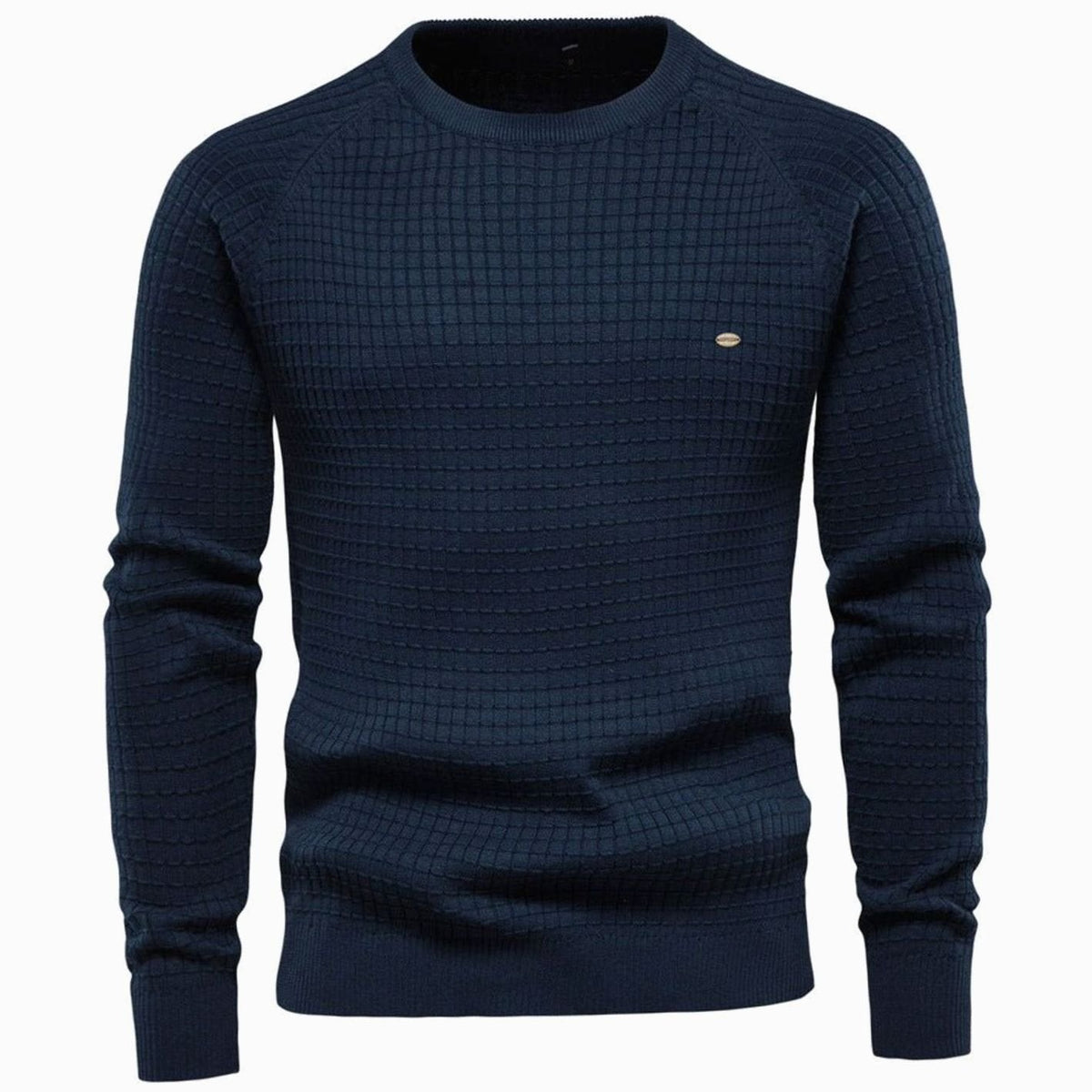Men's Waffle-Knit Raglan Crew-Neck Pullover – Navy Blue