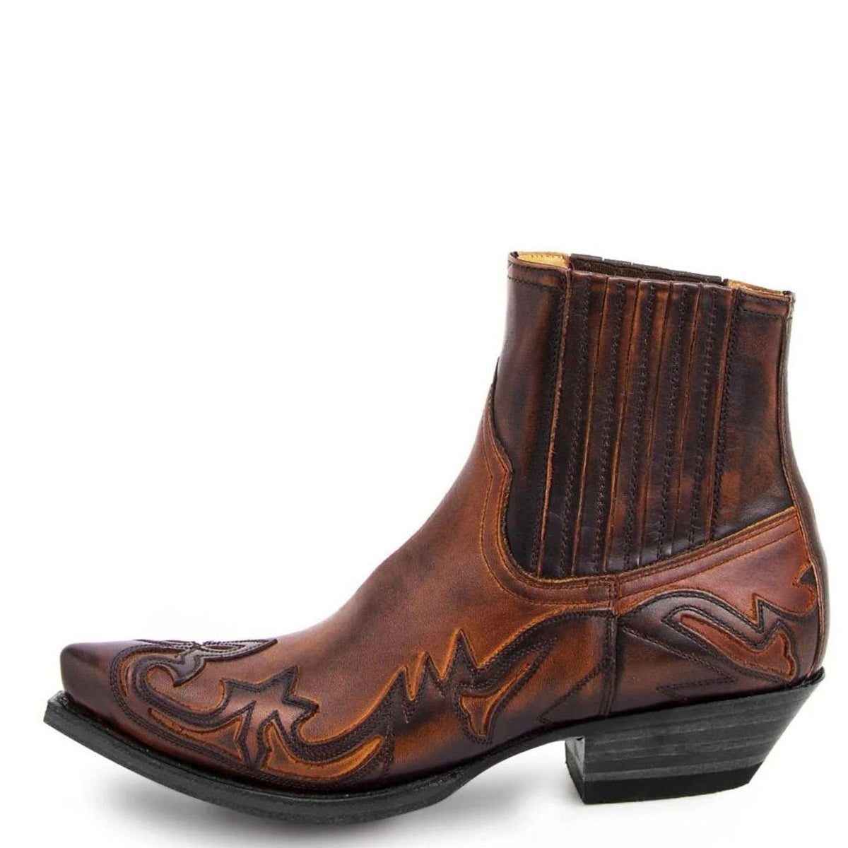 Men's Western Embroidery-Detail Chelsea Boots – Brown
