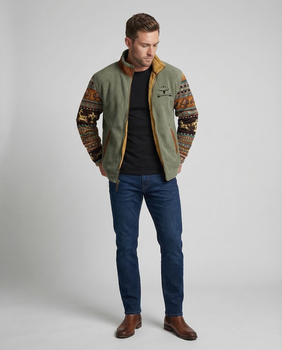 Men's Sherpa-Collar Fleece Bomber Jacket for Layering – view 1