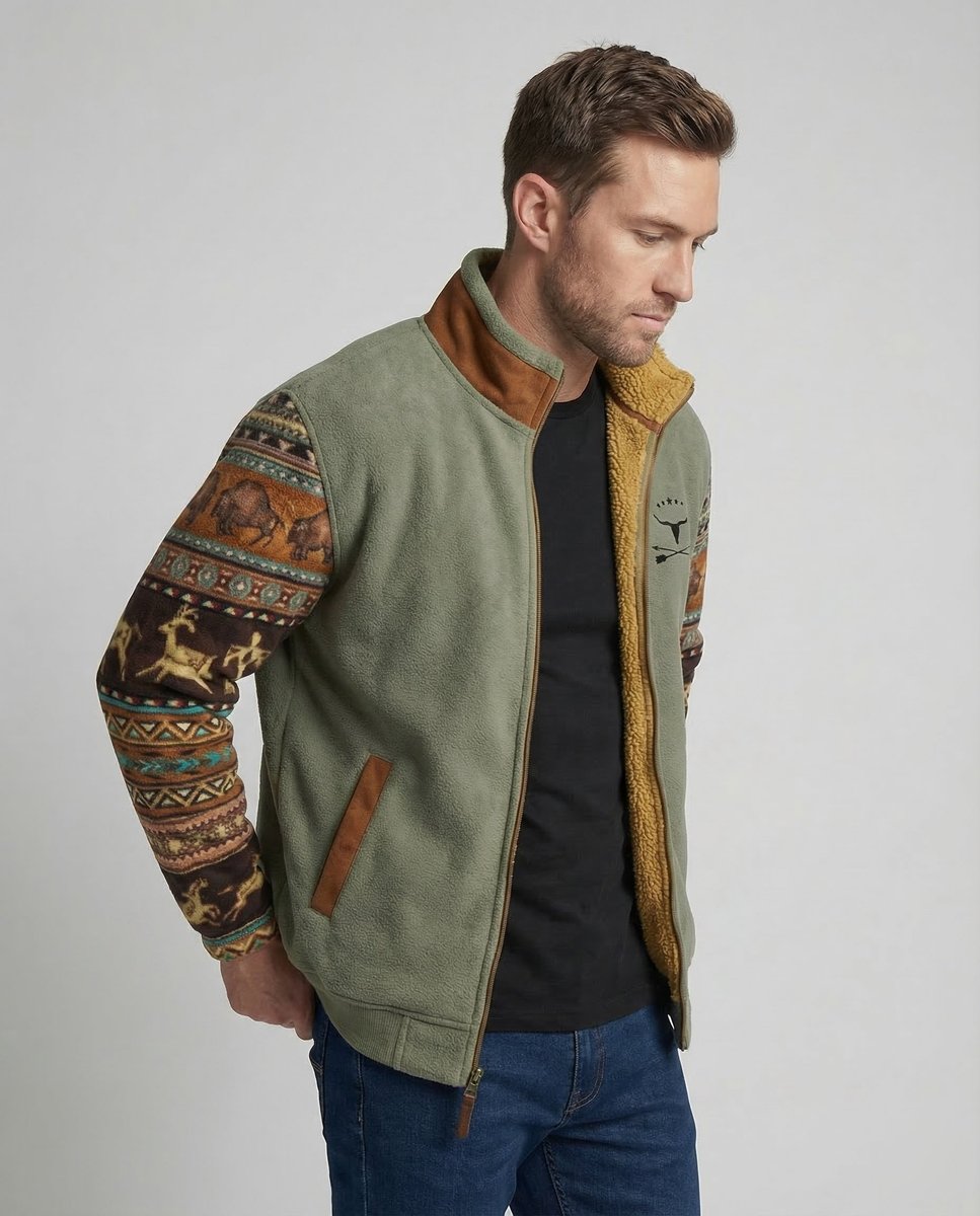 Men's Sherpa-Collar Fleece Bomber Jacket for Layering – view 2