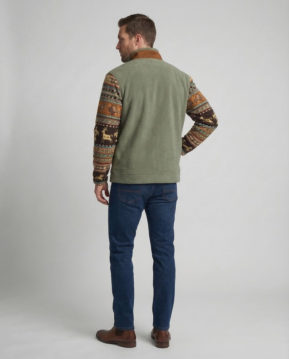 Men's Sherpa-Collar Fleece Bomber Jacket for Layering – view 4