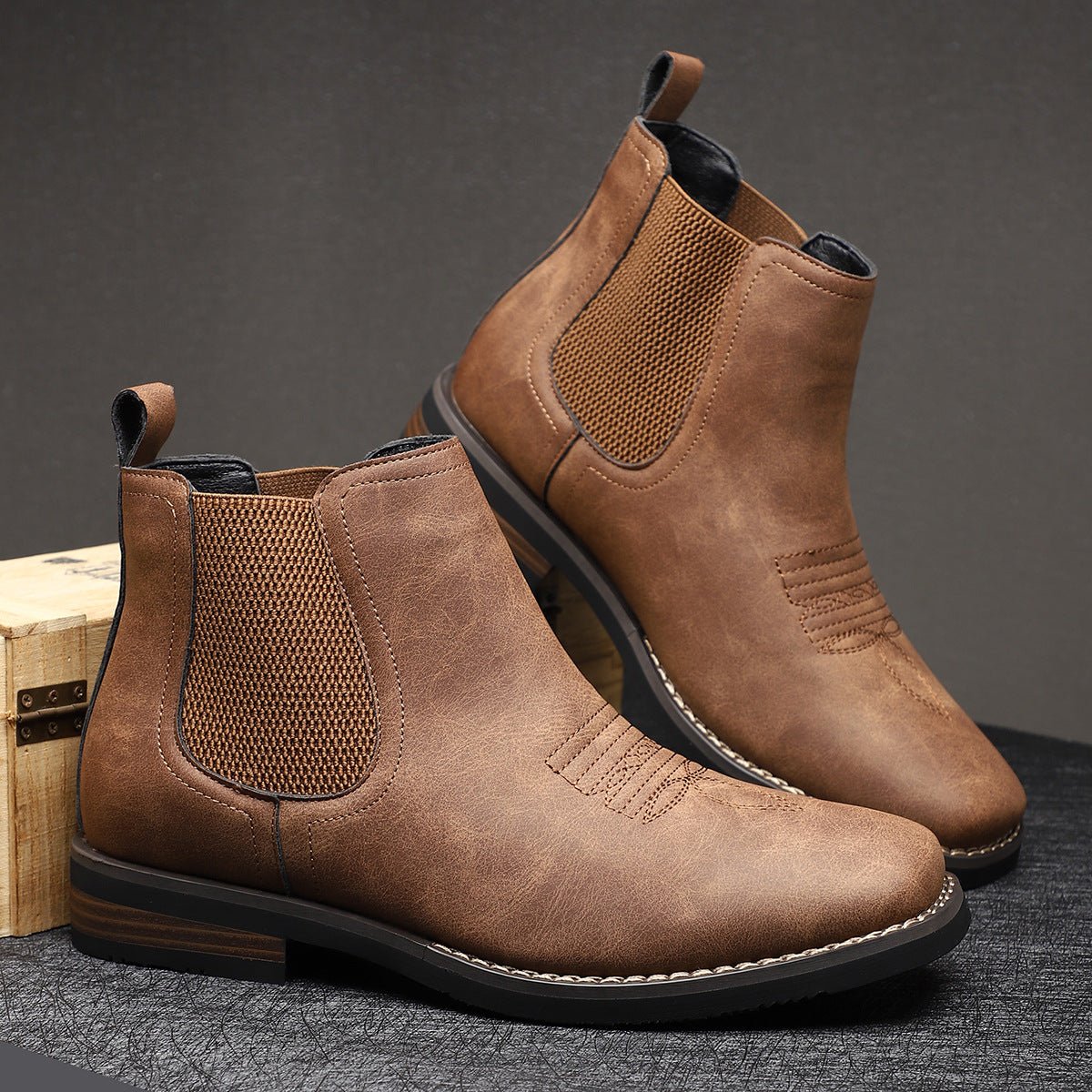 Men's Western Chelsea Pull-On Boots – Chestnut Brown