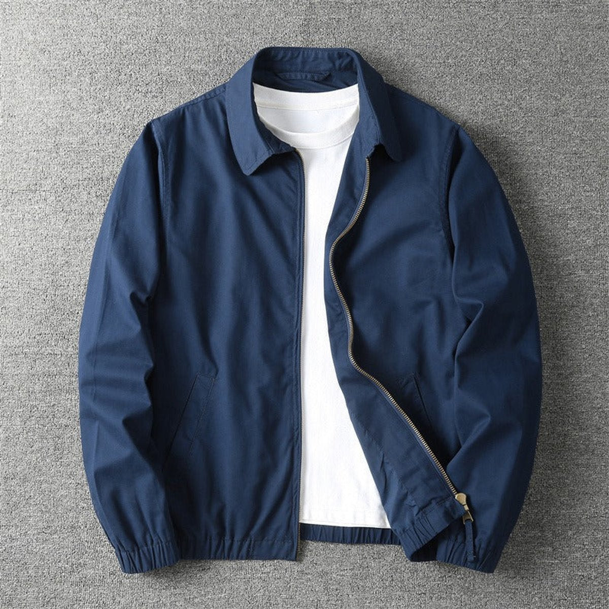 Men's Light-Weight Full-Zip Bomber Jacket – Navy