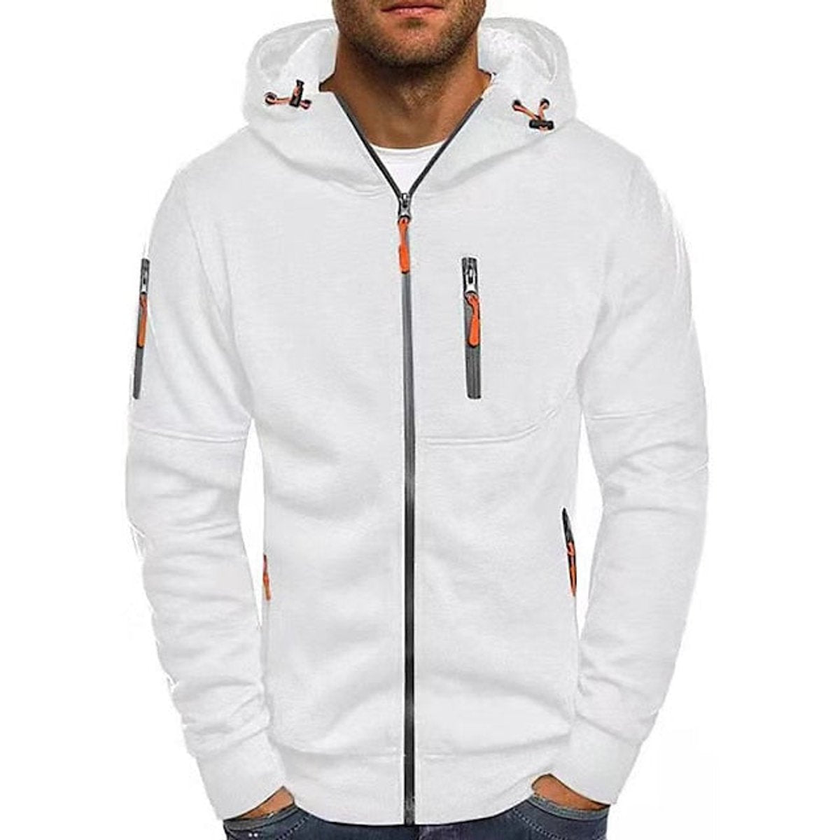 Men's Full-Zip Fleece Hoodie – White