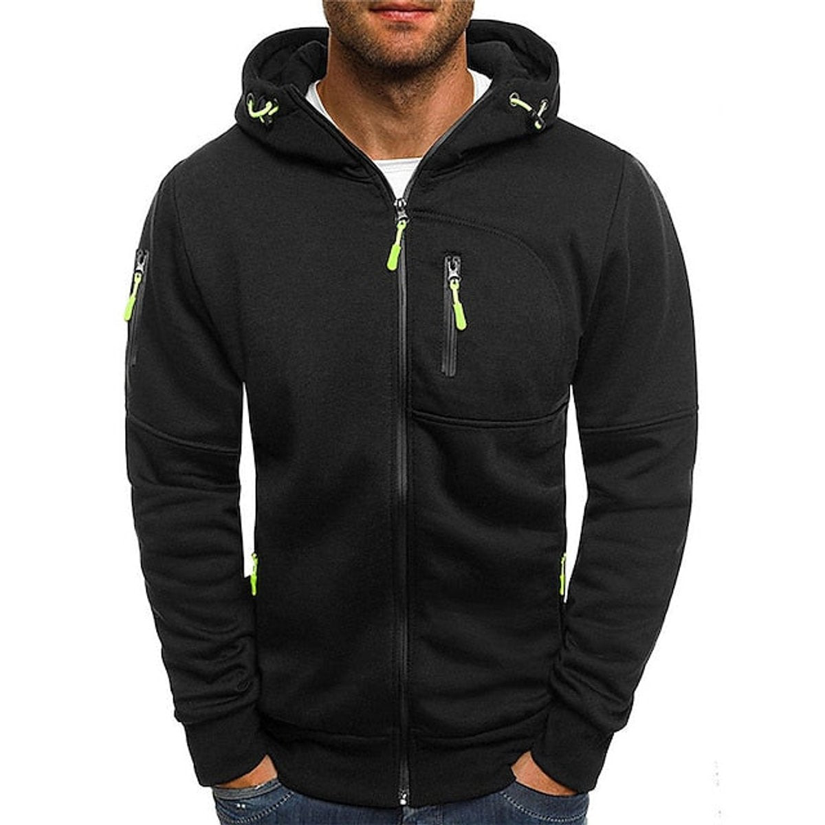 Men's Full-Zip Fleece Hoodie – Black